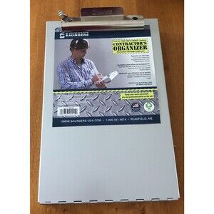 Saunders Contractors Organizer Alumnium Storage Clipboard Lightweight Steel Clip